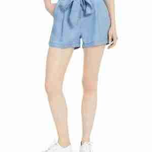 Numero Chambray Cotton Paperbag-Waist Shorts
